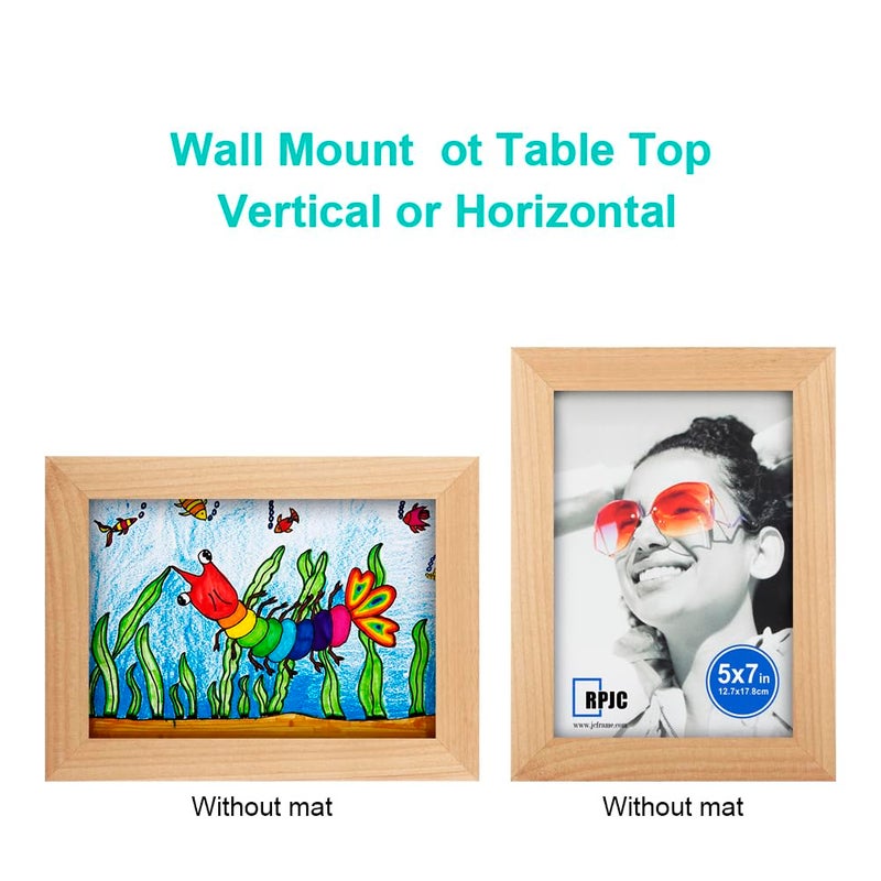 RPJC 5x7 inch Picture Frames Made of Solid Wood High Definition Glass for Table Top Display and Wall Mounting Photo Frame Natural - Image 5